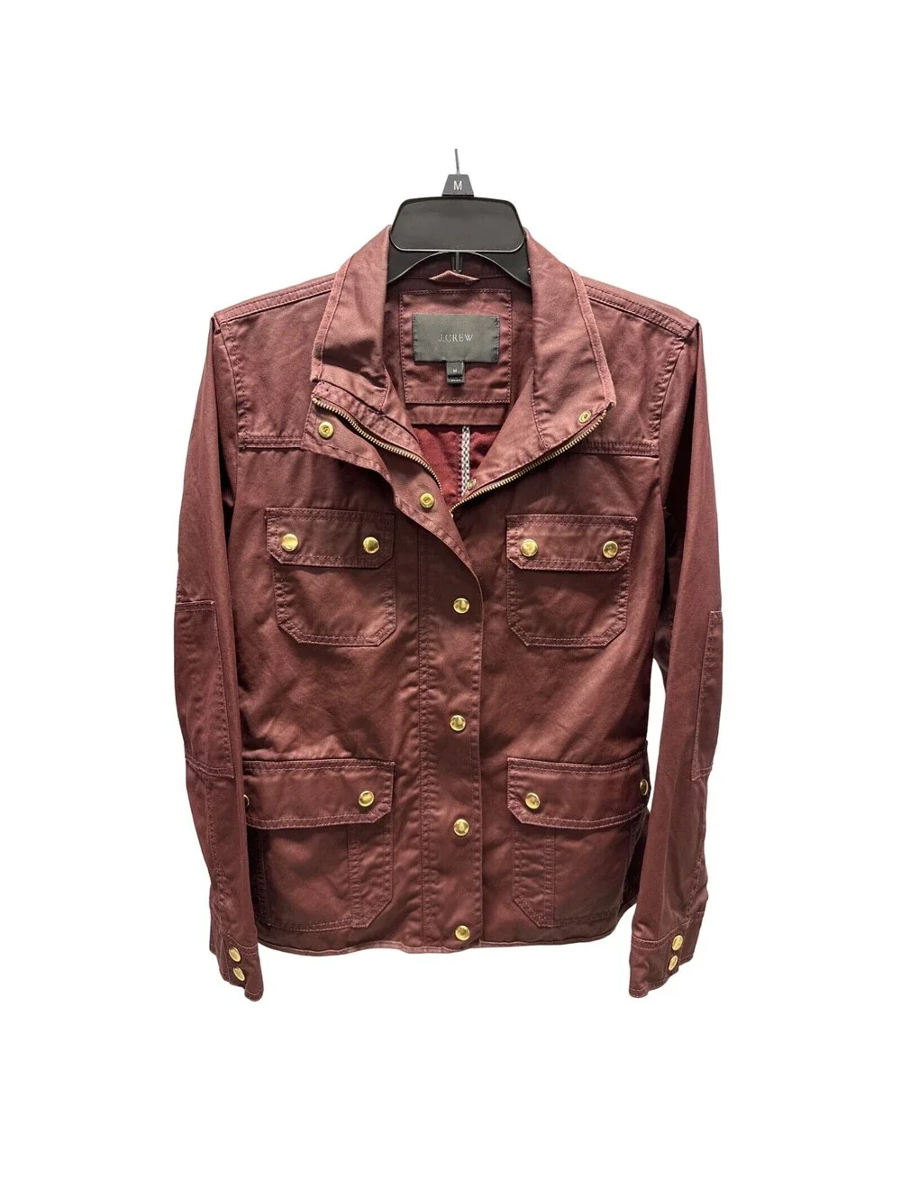 J. Crew Waxed Cotton Burgundy Downtown Field Jacket Women's Medium
